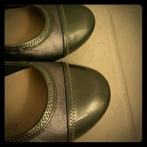 Cole Haan platinum silver wedge flats